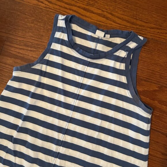GAP Sleeveless Mini Swing Tank Dress Size Medium Blue White Striped Relaxed Fit - Picture 3 of 12